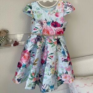 Floral Kids Dress with Jewel Accent